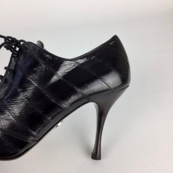 Dolce Gabbana Black Lace Up Oxford Stiletto Booties size EU 36.5 US 6.5 - Picture 9 of 16